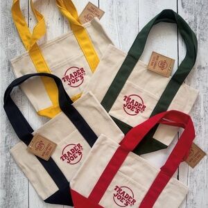 Trader Joe's Mini Tote Bag Set - Red, Green, Yellow, Blue
